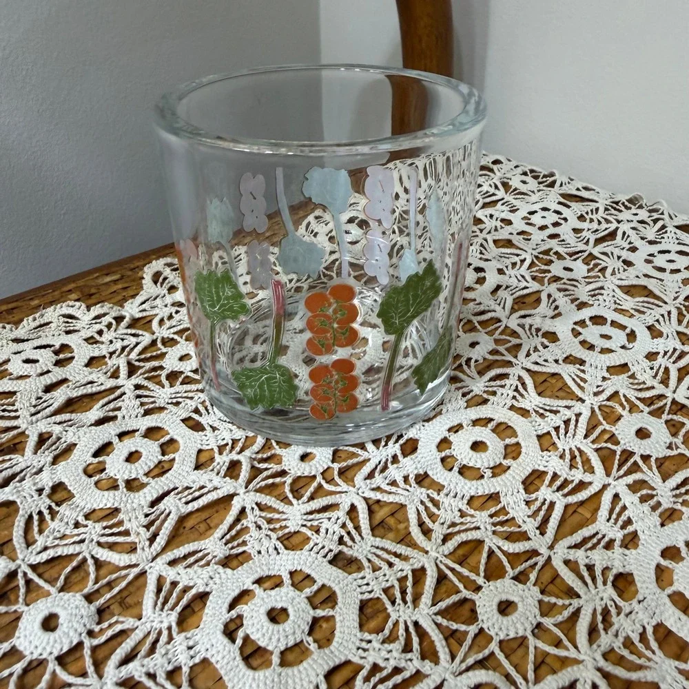 Vintage Garden Vegetable Rocks Glass Tomato Rhubarb Farmhouse Kitchen Decor